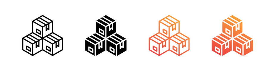 Box Multiple Style Icon Set Vector 