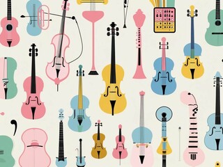 seamless pattern with musical instruments