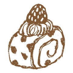 Hand-drawn Strawberry roll cake doodle illustration