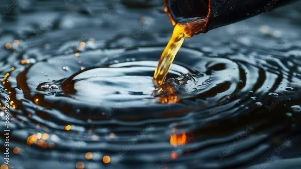 Poster close-up shot of liquid flowing from a pipe, suitable for industrial or mechanical contexts