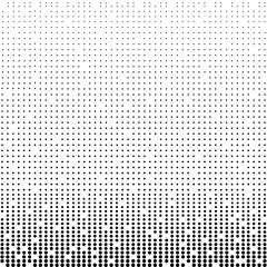 Halftone. Black dots on a white background. A pattern of round black dots of different sizes. Many dots of different sizes, creating gradations of brightness or shadow.