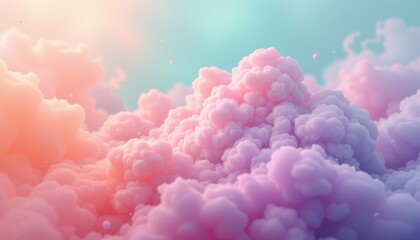 Fototapeta premium smooth pastel blend background with peach, mint, and lilac hues blending seamlessly, creating a soft matte, floating color clouds