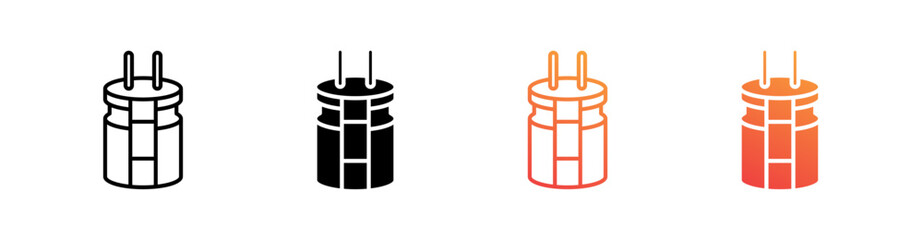 Capacitor Multiple Style Icon Set Vector 
