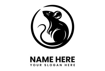 Stylish black mouse logo design, encircled, perfect for branding.