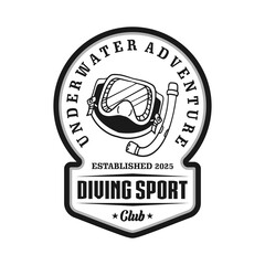 Diving sport club logo emblem vector design black and white