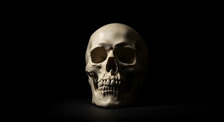 Human Skull on Black Background