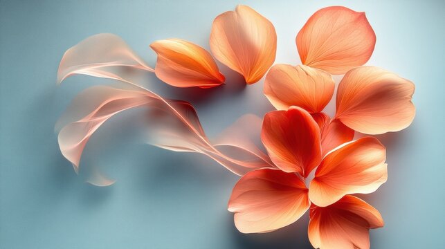 Abstract floral design with petals forming parabolic curves. Minimalist composition with text space