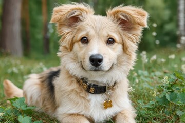 Happy dog running to camera banner