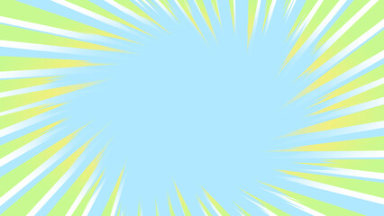 トロピカルカラーの集中線背景、手書き風の放射状エフェクト、夏、マンガ、イラスト