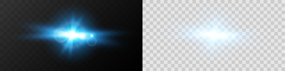 Obraz premium Futuristic Blue Neon Light Glow with Sparkle and Flare on Transparent Background for Tech and Celebration Design
