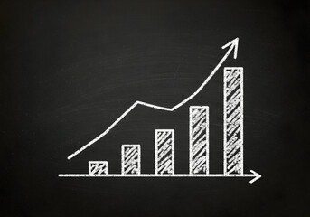 Chalk Business Growth Graph on Blackboard