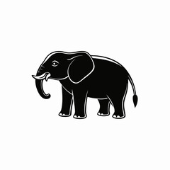 Minimalist Elephant Outline in Black Color Ideal for T Shirt or Sticker Design