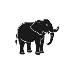 Simple Vector Elephant Silhouette Isolated on Clean White Background