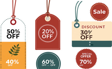 set of sale labels  Colorful Discount Tags and Special Sale Offer Labels Collection Different percent discount sticker discount price tag set. Discount Tags 20% 30% 40% 50% 60% 70%to 80% OFF 