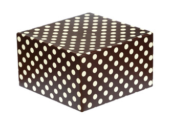 Brown polka dots box isolated on transparent background.