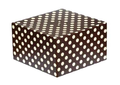 Brown polka dots box isolated on transparent background.