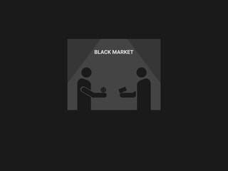 shows two shadowy figures exchanging an object