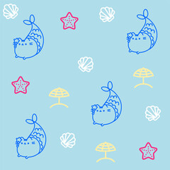 Doodle  cat and words pattern ,Cute cats illustration,Vector seamless pattern with cats