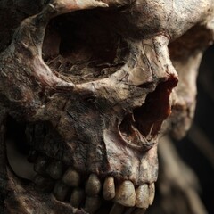 Close-up of Decayed Human Skull