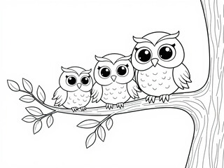 Fototapeta premium Page of coloring book, an owls