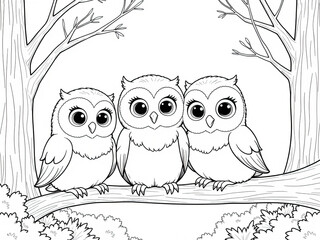 Obraz premium Page of coloring book, an owls