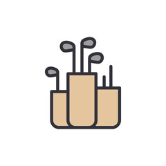 Stylized Golf Clubs Set In Bags With Muted Tones On Display