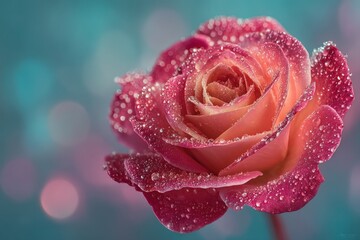 Dew-Kissed Pink Rose Close-Up