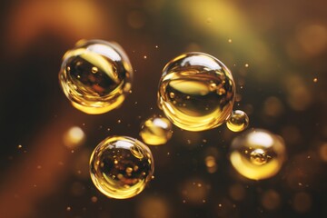 Golden Oil Bubbles Abstract Background