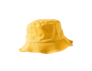 yellow bucket hat isolated on transparent background