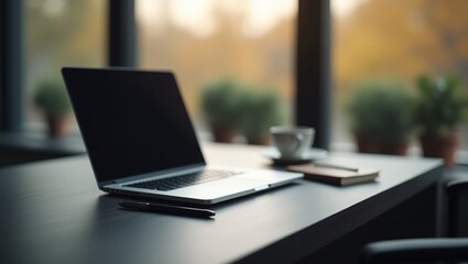 Fototapeta premium Laptop on Desk with Coffee
