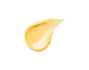 Smear of yellow cream isolated on transparent background