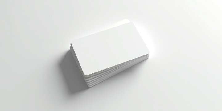 Stack of white rectangular cards on white background with shadows.
