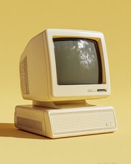 Vintage Beige Desktop Computer, Retro Technology