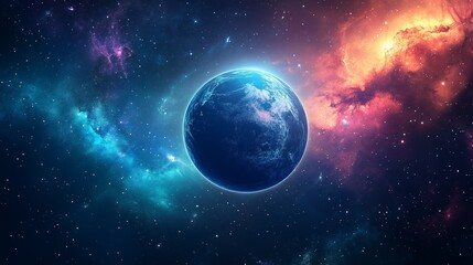 Fototapeta premium Digital Earth Globe in Dark Space with Glowing Lights