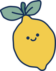 Adorable Kawaii Lemon Illustration

