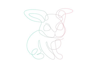 Futuristic abstract rabbit shape created using generative line art and smooth 3D-like curves. Composed of concentric flowing pink lines forming a stylized bunny silhouette in vardfefeff