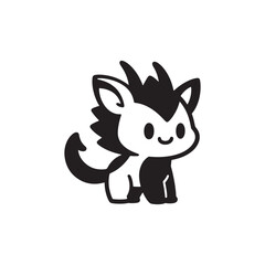 Kawaii cartoon creature illustration vector black and white cute animal art