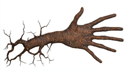 Fototapeta premium Abstract Branch Like Hand Design on White Background Evoking Growth and Nature