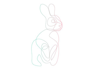 Futuristic abstract rabbit shape created using generative line art and smooth 3D-like curves. Composed of concentric flowing pink lines forming a stylized bunny silhouette in various poses. sasas © kharis
