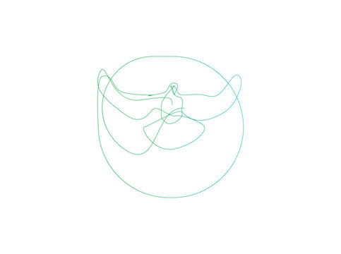 Abstract modern line art face with gradient color in green and pink. Minimalist contemporary vector for posters, wall art, or creative branding."dddd