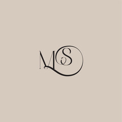 monogram wedding logo elegant and luxury style MS dinamyc curvy initial concept letter