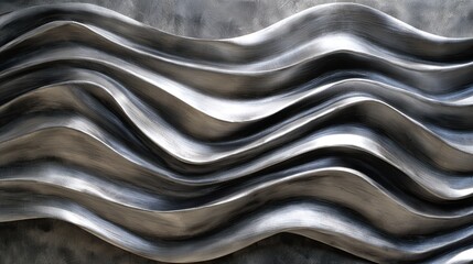 Silver Metal Waves Abstract Background Texture