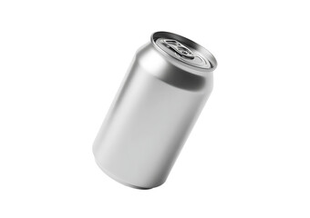 Blank silver aluminum beverage can with pull tab isolated on transparent background