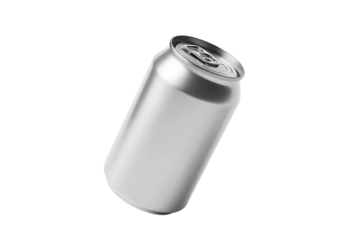 Blank silver aluminum beverage can with pull tab isolated on transparent background - Powered by Adobe