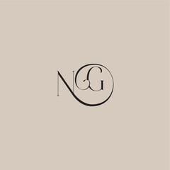 monogram wedding logo elegant and luxury style NG dinamyc curvy initial concept letter