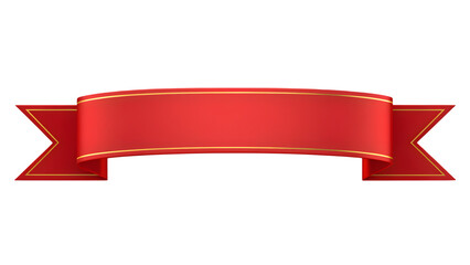 Elegant red ribbon with gold trim isolated on transparent background