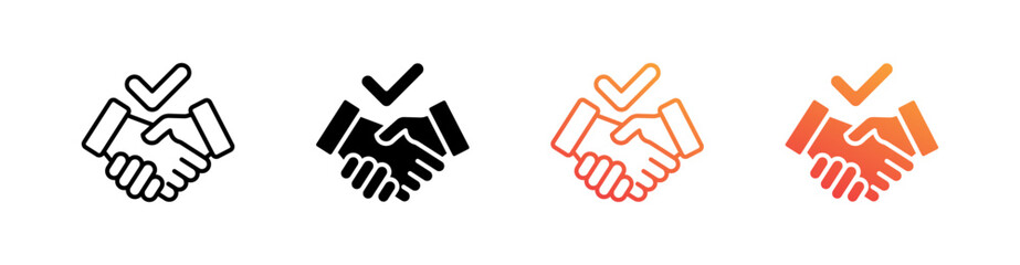 Partnership Multiple Style Icon Set Vector 