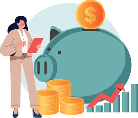 Smart investment and finance literacy, prosperity, growth and investing concept. Money saving and smart money management. 