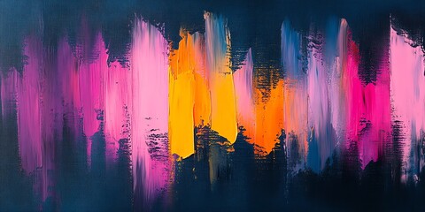 Abstract Colorful Brush Strokes on Dark Canvas Modern Artistic Background