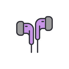 Stylish Purple Earphones Icon With Modern Design On Transparent Backdrop